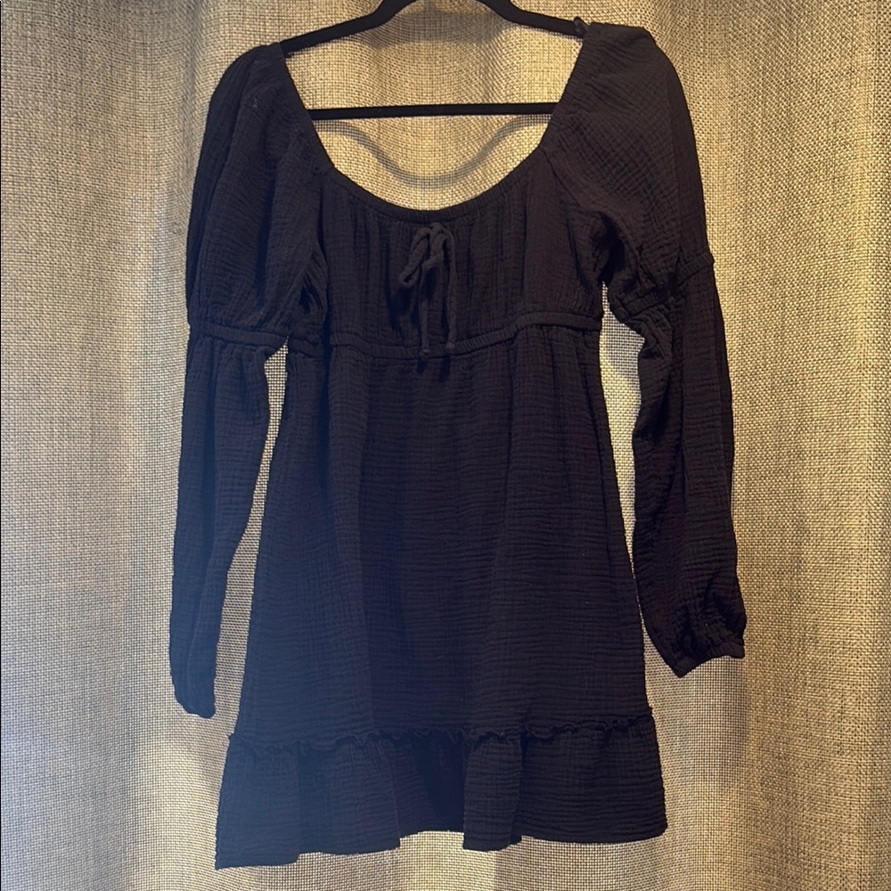 Trixxi Black Long Sleeve Sundress with Square Neck